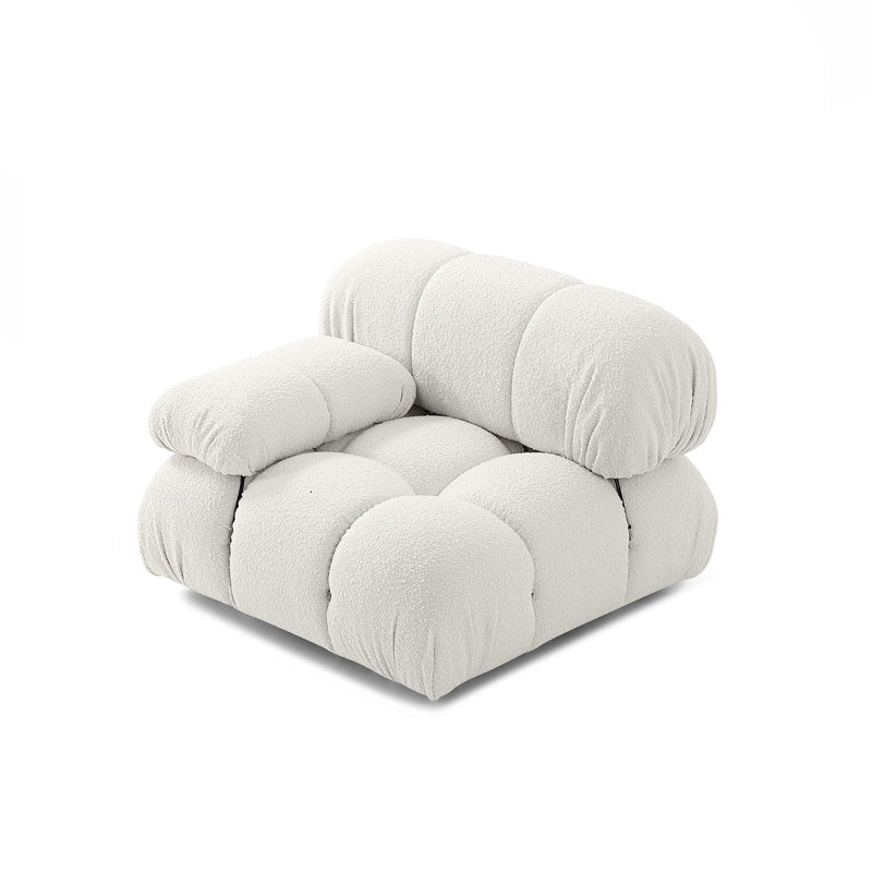 Contemporary Biscuit Back Sofa 26.38"High Velvet Couch for Living Room,White 35"L x 35"W x 26"H Left One Arm Clearhalo 'furn' 'furn_sofas' 'Furniture' 'furniture_sofas' 'kitchen' 'kitchen_sofas' 'Living Room Furniture' 'Sofa' 'sofas' 4836068