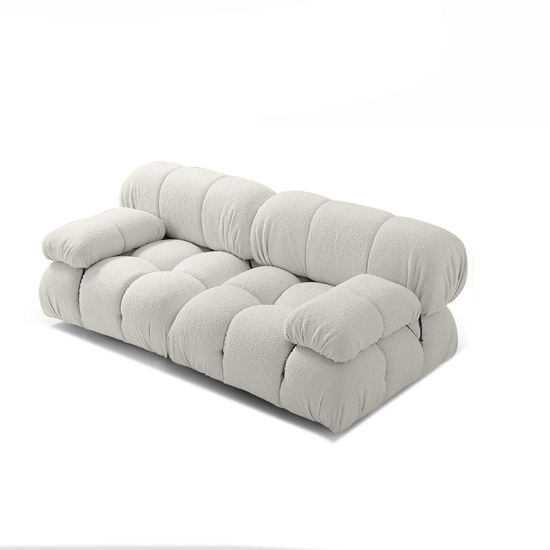 Contemporary Biscuit Back Sofa 26.38"High Velvet Couch for Living Room,White Clearhalo 'furn' 'furn_sofas' 'Furniture' 'furniture_sofas' 'kitchen' 'kitchen_sofas' 'Living Room Furniture' 'Sofa' 'sofas' 4836069
