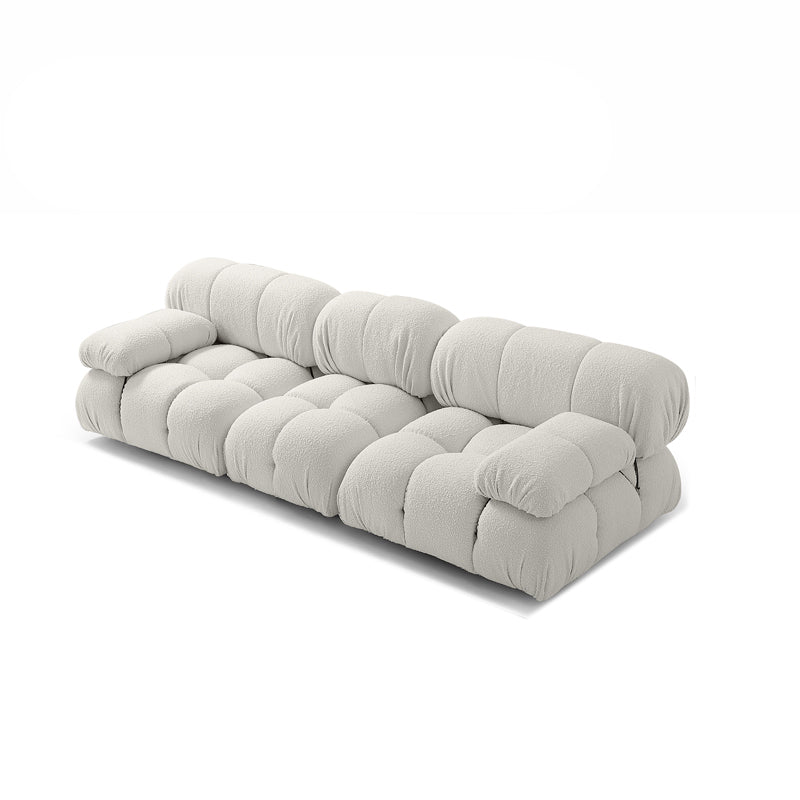 Contemporary Biscuit Back Sofa 26.38"High Velvet Couch for Living Room,White 94.5"L x 35"W x 26"H Symmetrical Pillow Top Arm Clearhalo 'furn' 'furn_sofas' 'Furniture' 'furniture_sofas' 'kitchen' 'kitchen_sofas' 'Living Room Furniture' 'Sofa' 'sofas' 4836070
