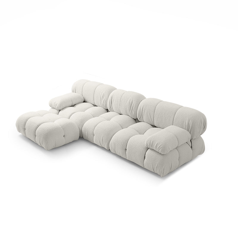 Contemporary Biscuit Back Sofa 26.38"High Velvet Couch for Living Room,White 94.5"L x 59"W x 26"H Symmetrical Pillow Top Arm Clearhalo 'furn' 'furn_sofas' 'Furniture' 'furniture_sofas' 'kitchen' 'kitchen_sofas' 'Living Room Furniture' 'Sofa' 'sofas' 4836071