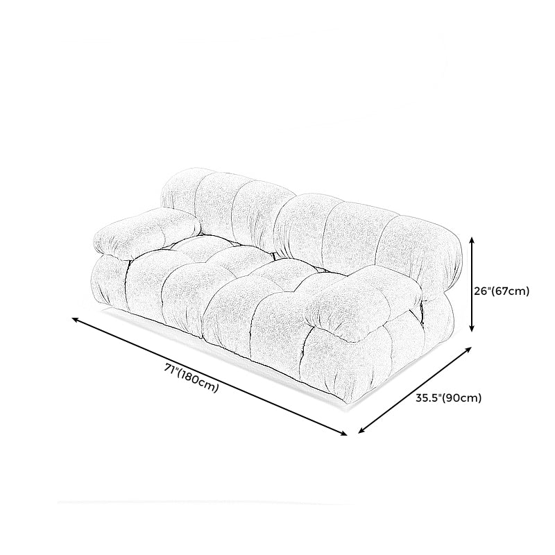 Contemporary Biscuit Back Sofa 26.38"High Velvet Couch for Living Room,White Clearhalo 'furn' 'furn_sofas' 'Furniture' 'furniture_sofas' 'kitchen' 'kitchen_sofas' 'Living Room Furniture' 'Sofa' 'sofas' 4836076
