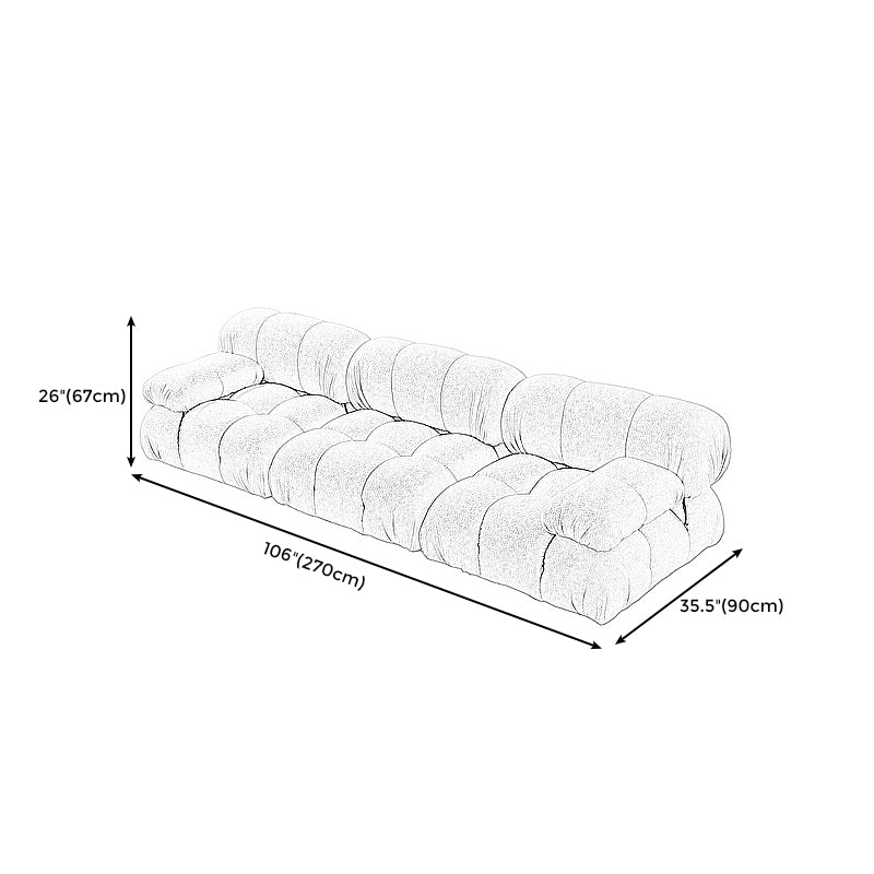 Contemporary Biscuit Back Sofa 26.38"High Velvet Couch for Living Room,White Clearhalo 'furn' 'furn_sofas' 'Furniture' 'furniture_sofas' 'kitchen' 'kitchen_sofas' 'Living Room Furniture' 'Sofa' 'sofas' 4836079