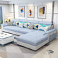 Contemporary 4-seater Sofa Sewn Pillow Back Sectional with Storage Sky Blue Clearhalo 'furn' 'furn_sofas' 'Furniture' 'furniture_sectionals' 'kitchen' 'kitchen_sofas' 'Living Room Furniture' 'Sectionals' 'Sofa' 'sofas' 4836092