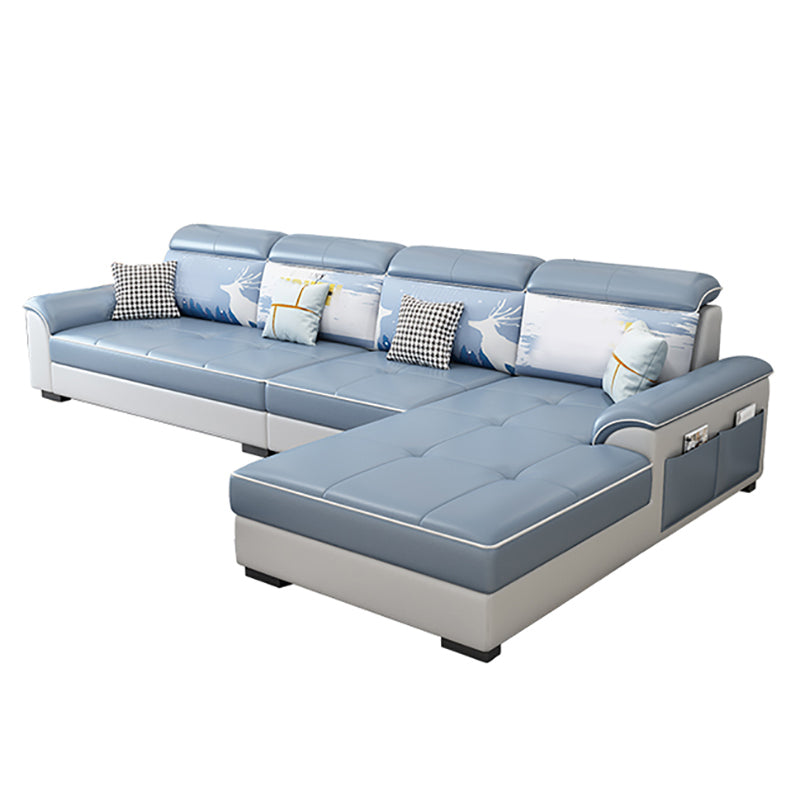 Contemporary 4-seater Sofa Sewn Pillow Back Sectional with Storage Clearhalo 'furn' 'furn_sofas' 'Furniture' 'furniture_sectionals' 'kitchen' 'kitchen_sofas' 'Living Room Furniture' 'Sectionals' 'Sofa' 'sofas' 4836093