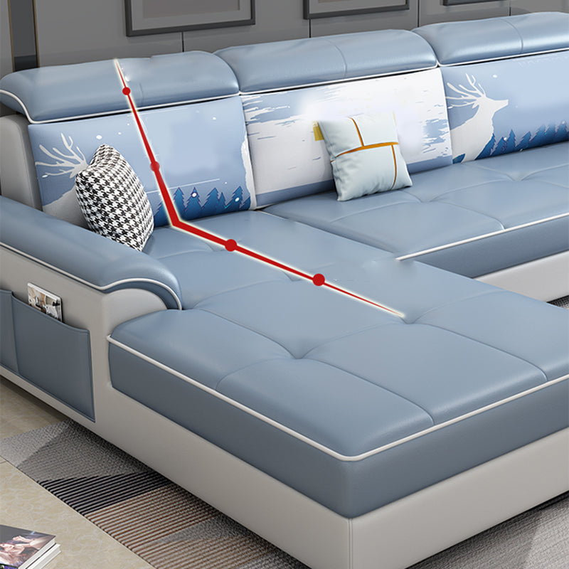 Contemporary 4-seater Sofa Sewn Pillow Back Sectional with Storage Clearhalo 'furn' 'furn_sofas' 'Furniture' 'furniture_sectionals' 'kitchen' 'kitchen_sofas' 'Living Room Furniture' 'Sectionals' 'Sofa' 'sofas' 4836097