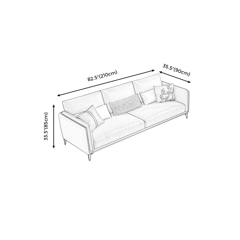 Contemporary Upholstered Sofa Blue Sewn Pillow Back Couch with Tuxedo Arm Clearhalo 'furn' 'furn_sofas' 'Furniture' 'furniture_sofas' 'kitchen' 'kitchen_sofas' 'Living Room Furniture' 'Sofa' 'sofas' 4836114