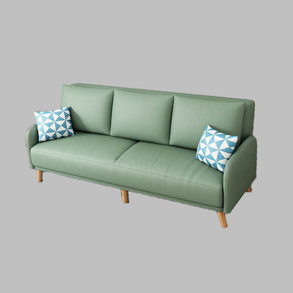 Contemporary Recliner Sofa Faux Leather Couch with Pillow Back Cushions Light Green Clearhalo 'Furniture' 'furniture_sofas' 'kitchen' 'kitchen_sofas' 'Living Room Furniture' 'Sofa' 'sofas' 4836122