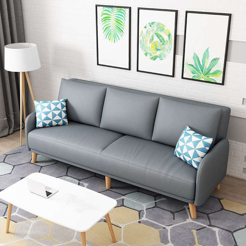 Contemporary Sewn Pillow Back Couch Reclining Sofa with Wooden Legs for Apartment Grey Clearhalo 'Furniture' 'furniture_sofas' 'kitchen' 'kitchen_sofas' 'Living Room Furniture' 'Sofa' 'sofas' 4836130