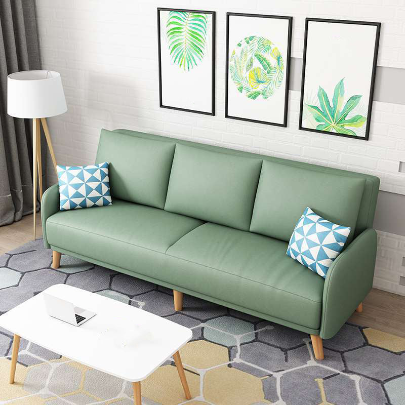 Contemporary Sewn Pillow Back Couch Reclining Sofa with Wooden Legs for Apartment Light Green Clearhalo 'Furniture' 'furniture_sofas' 'kitchen' 'kitchen_sofas' 'Living Room Furniture' 'Sofa' 'sofas' 4836132