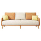 Contemporary Sewn Pillow Back Couch Reclining Sofa with Wooden Legs for Apartment Beige Orange 31.5"H x 75"L x 28"W Clearhalo 'Furniture' 'furniture_sofas' 'kitchen' 'kitchen_sofas' 'Living Room Furniture' 'Sofa' 'sofas' 4836133