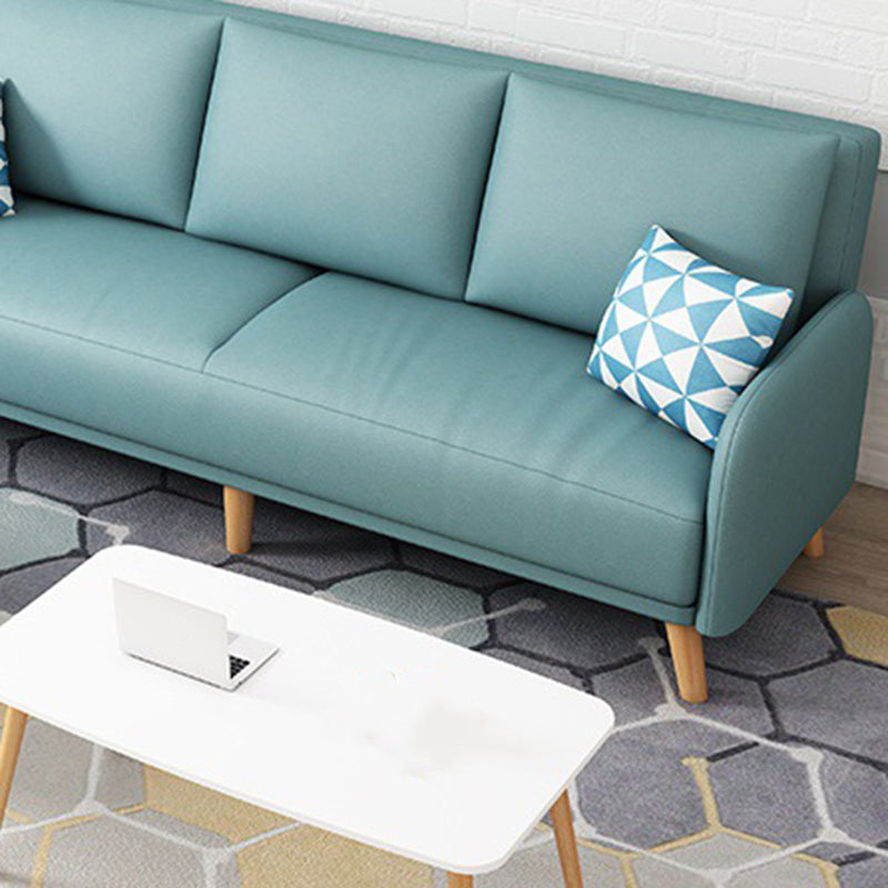 Contemporary Sewn Pillow Back Couch Reclining Sofa with Wooden Legs for Apartment Clearhalo 'Furniture' 'furniture_sofas' 'kitchen' 'kitchen_sofas' 'Living Room Furniture' 'Sofa' 'sofas' 4836134