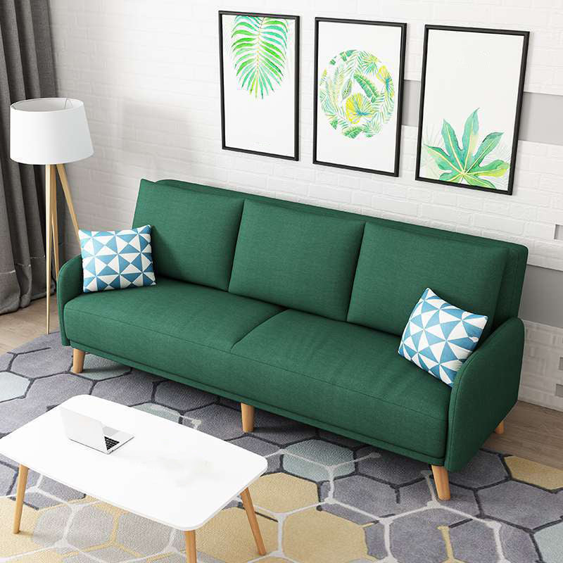 Contemporary Sewn Pillow Back Couch Reclining Sofa with Wooden Legs for Apartment Dark Green Clearhalo 'Furniture' 'furniture_sofas' 'kitchen' 'kitchen_sofas' 'Living Room Furniture' 'Sofa' 'sofas' 4836136