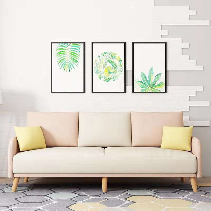 Contemporary Sewn Pillow Back Couch Reclining Sofa with Wooden Legs for Apartment Pink-White Clearhalo 'Furniture' 'furniture_sofas' 'kitchen' 'kitchen_sofas' 'Living Room Furniture' 'Sofa' 'sofas' 4836137