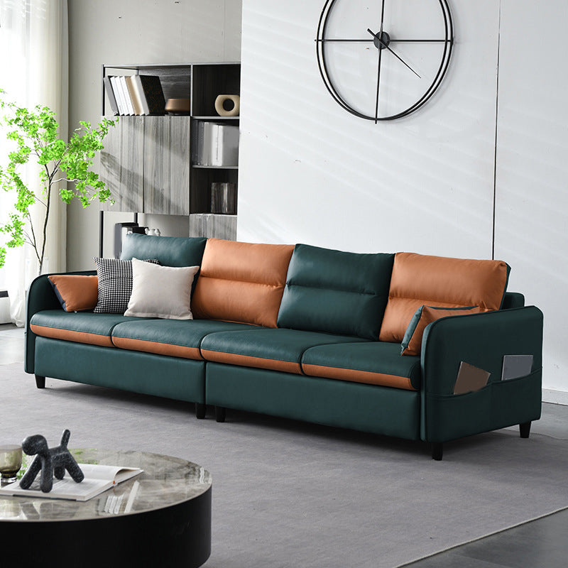 Modern Square Arm Sofa Pillow Back Couch with Storage for Four People Blackish Green Clearhalo 'furn' 'furn_sofas' 'Furniture' 'furniture_sofas' 'kitchen' 'kitchen_sofas' 'Living Room Furniture' 'Sofa' 'sofas' 4836142
