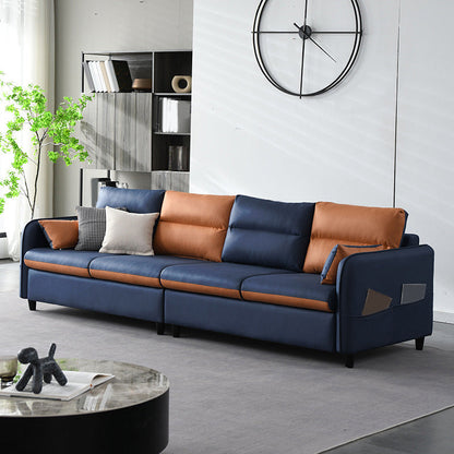 Modern Square Arm Sofa Pillow Back Couch with Storage for Four People Dark Blue Clearhalo 'furn' 'furn_sofas' 'Furniture' 'furniture_sofas' 'kitchen' 'kitchen_sofas' 'Living Room Furniture' 'Sofa' 'sofas' 4836145