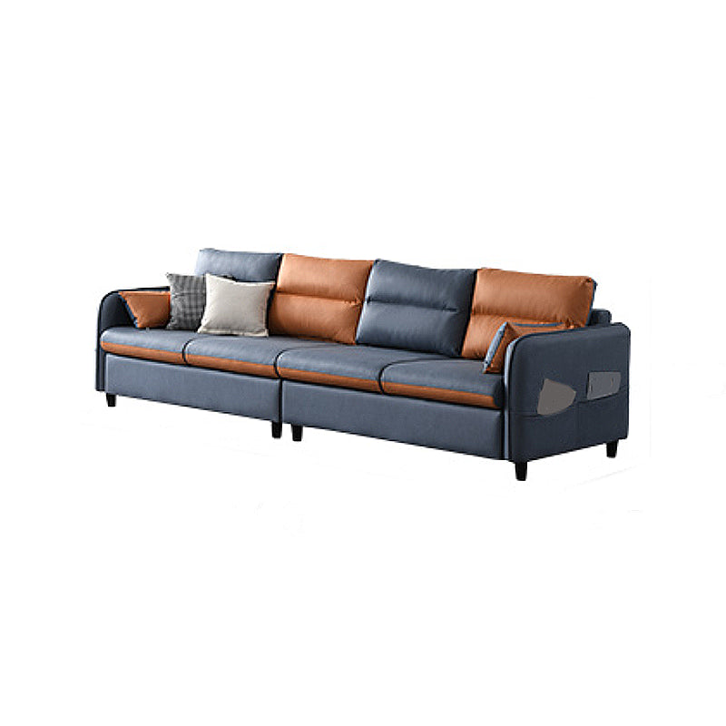 Modern Square Arm Sofa Pillow Back Couch with Storage for Four People Dark Gray Latex Clearhalo 'furn' 'furn_sofas' 'Furniture' 'furniture_sofas' 'kitchen' 'kitchen_sofas' 'Living Room Furniture' 'Sofa' 'sofas' 4836146