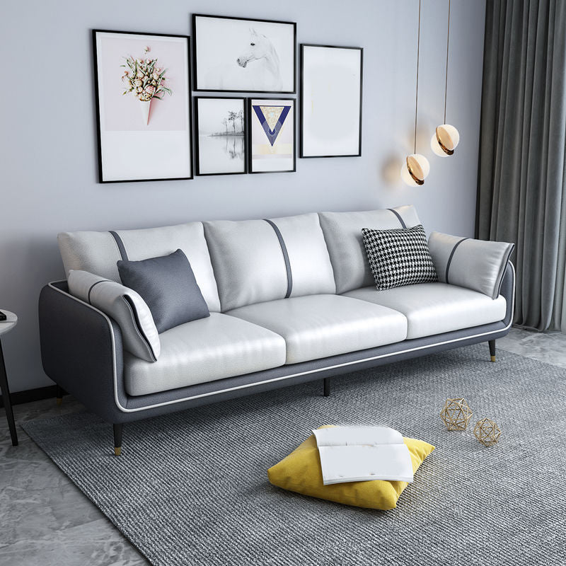 Scandinavian 3-seater Sofa Pillow Back Couch with Black Legs for Living Room Clearhalo 'Furniture' 'furniture_sofas' 'kitchen' 'kitchen_sofas' 'Living Room Furniture' 'Sofa' 'sofas' 4836166