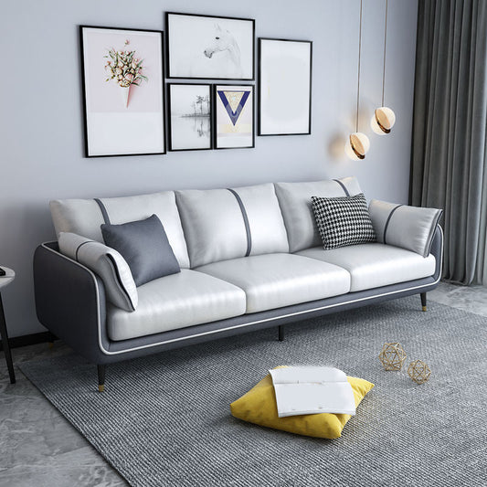 Scandinavian 3-seater Sofa Pillow Back Couch with Black Legs for Living Room Clearhalo 'Furniture' 'furniture_sofas' 'kitchen' 'kitchen_sofas' 'Living Room Furniture' 'Sofa' 'sofas' 4836166