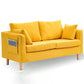 Scandinavian Pillow BackSofa Velvet Loveseat with Storage for Apartment Yellow Clearhalo 'furn' 'furn_sofas' 'Furniture' 'furniture_sofas' 'kitchen' 'kitchen_sofas' 'Living Room Furniture' 'Sofa' 'sofas' 4836180