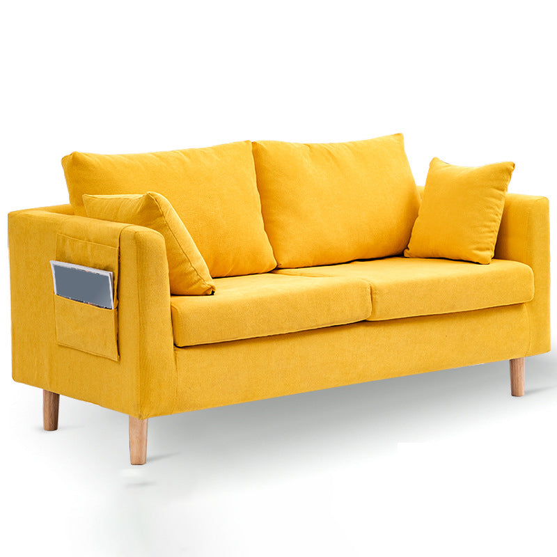 Scandinavian Pillow BackSofa Velvet Loveseat with Storage for Apartment Yellow Clearhalo 'furn' 'furn_sofas' 'Furniture' 'furniture_sofas' 'kitchen' 'kitchen_sofas' 'Living Room Furniture' 'Sofa' 'sofas' 4836180