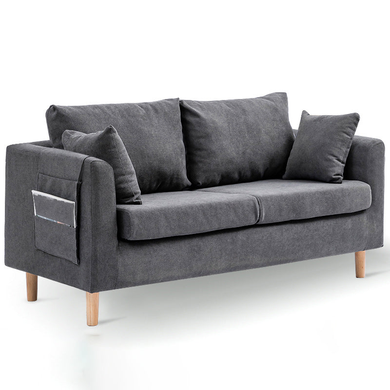 Scandinavian Pillow BackSofa Velvet Loveseat with Storage for Apartment Dark Gray Clearhalo 'furn' 'furn_sofas' 'Furniture' 'furniture_sofas' 'kitchen' 'kitchen_sofas' 'Living Room Furniture' 'Sofa' 'sofas' 4836182