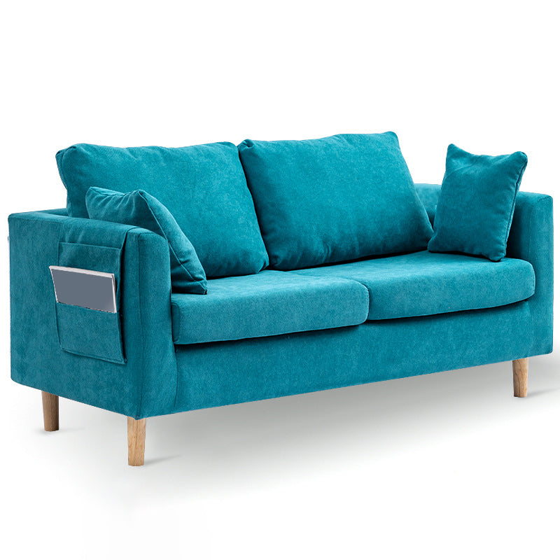 Scandinavian Pillow BackSofa Velvet Loveseat with Storage for Apartment Lake Blue Clearhalo 'furn' 'furn_sofas' 'Furniture' 'furniture_sofas' 'kitchen' 'kitchen_sofas' 'Living Room Furniture' 'Sofa' 'sofas' 4836188