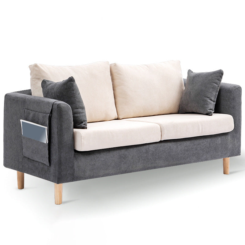 Scandinavian Pillow BackSofa Velvet Loveseat with Storage for Apartment Dark Gray-White Clearhalo 'furn' 'furn_sofas' 'Furniture' 'furniture_sofas' 'kitchen' 'kitchen_sofas' 'Living Room Furniture' 'Sofa' 'sofas' 4836189