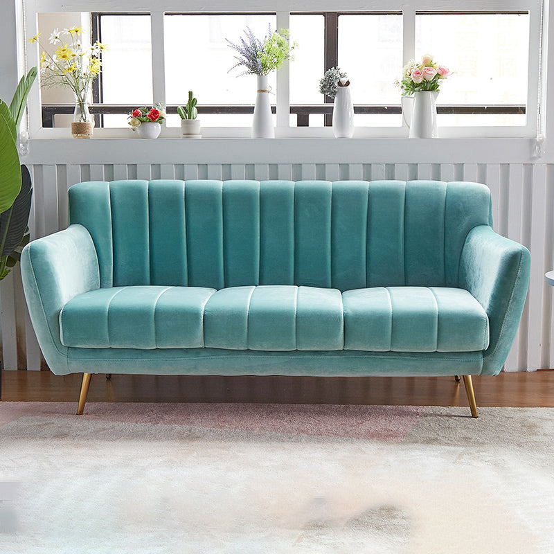 Modern Tight Back Couch Standard Velvet Tuxedo Arm Sofa in Green/Teal/Pink Cyan Clearhalo 'furn' 'furn_sofas' 'Furniture' 'furniture_sofas' 'kitchen' 'kitchen_sofas' 'Living Room Furniture' 'Sofa' 'sofas' 4836202