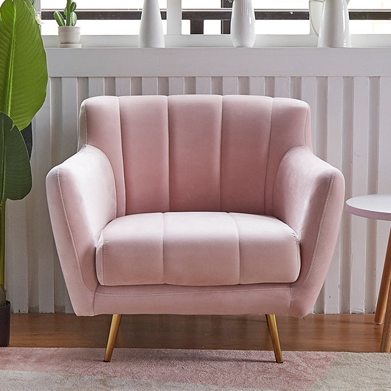Modern Tight Back Couch Standard Velvet Tuxedo Arm Sofa in Green/Teal/Pink 33.5"L x 29.5"W x 30"H Pink Clearhalo 'furn' 'furn_sofas' 'Furniture' 'furniture_sofas' 'kitchen' 'kitchen_sofas' 'Living Room Furniture' 'Sofa' 'sofas' 4836204