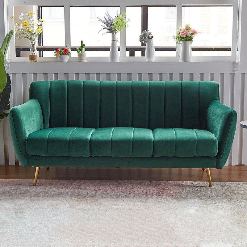Modern Tight Back Couch Standard Velvet Tuxedo Arm Sofa in Green/Teal/Pink 83"L x 29.5"W x 30"H Dark Green Clearhalo 'furn' 'furn_sofas' 'Furniture' 'furniture_sofas' 'kitchen' 'kitchen_sofas' 'Living Room Furniture' 'Sofa' 'sofas' 4836210