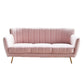 Modern Tight Back Couch Standard Velvet Tuxedo Arm Sofa in Green/Teal/Pink 83"L x 29.5"W x 30"H Pink Clearhalo 'furn' 'furn_sofas' 'Furniture' 'furniture_sofas' 'kitchen' 'kitchen_sofas' 'Living Room Furniture' 'Sofa' 'sofas' 4836212