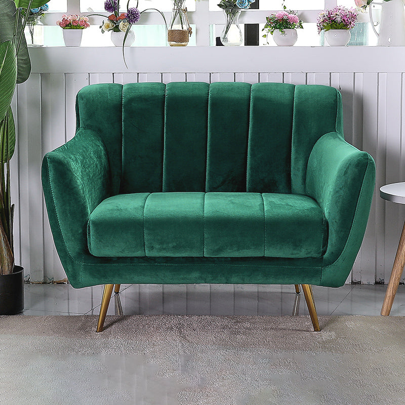 Modern Tight Back Couch Standard Velvet Tuxedo Arm Sofa in Green/Teal/Pink 39"L x 29.5"W x 30"H Dark Green Clearhalo 'furn' 'furn_sofas' 'Furniture' 'furniture_sofas' 'kitchen' 'kitchen_sofas' 'Living Room Furniture' 'Sofa' 'sofas' 4836216