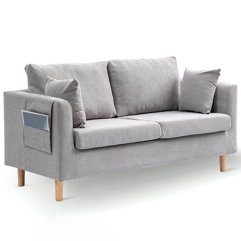 Scandinavian Sewn Pillow Back Sofa Slipcovered Loveseat with Storage for Apartment Light Gray Clearhalo 'furn' 'furn_sofas' 'Furniture' 'furniture_sofas' 'kitchen' 'kitchen_sofas' 'Living Room Furniture' 'Sofa' 'sofas' 4836225