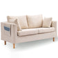 Scandinavian Sewn Pillow Back Sofa Slipcovered Loveseat with Storage for Apartment Off-White Clearhalo 'furn' 'furn_sofas' 'Furniture' 'furniture_sofas' 'kitchen' 'kitchen_sofas' 'Living Room Furniture' 'Sofa' 'sofas' 4836234