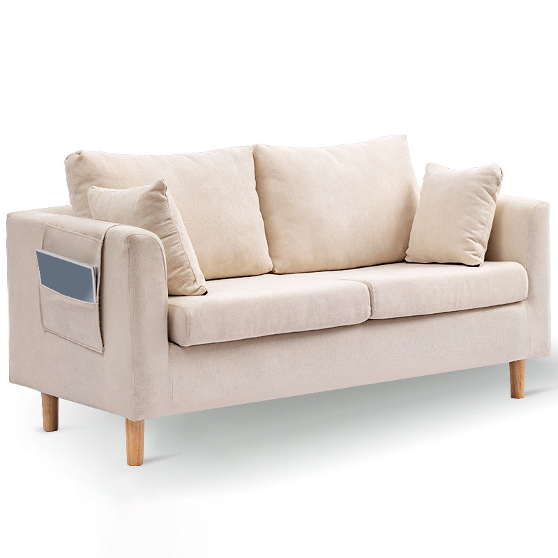 Scandinavian Sewn Pillow Back Sofa Slipcovered Loveseat with Storage for Apartment Off-White Clearhalo 'furn' 'furn_sofas' 'Furniture' 'furniture_sofas' 'kitchen' 'kitchen_sofas' 'Living Room Furniture' 'Sofa' 'sofas' 4836234