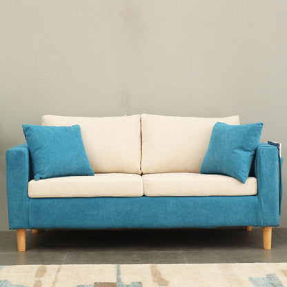 Scandinavian Tuxedo Arm Sofa Slipcovered Loveseat with Storage and Pillow Back Royal Blue-White Clearhalo 'Furniture' 'furniture_sofas' 'kitchen' 'kitchen_sofas' 'Living Room Furniture' 'Sofa' 'sofas' 4836243