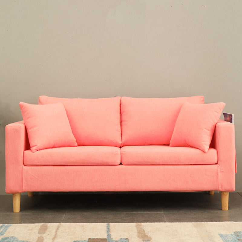 Scandinavian Tuxedo Arm Sofa Slipcovered Loveseat with Storage and Pillow Back Pink Clearhalo 'Furniture' 'furniture_sofas' 'kitchen' 'kitchen_sofas' 'Living Room Furniture' 'Sofa' 'sofas' 4836244
