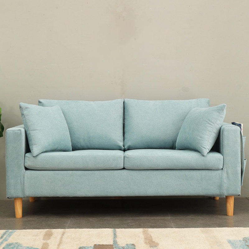 Scandinavian Tuxedo Arm Sofa Slipcovered Loveseat with Storage and Pillow Back Sky Blue Clearhalo 'Furniture' 'furniture_sofas' 'kitchen' 'kitchen_sofas' 'Living Room Furniture' 'Sofa' 'sofas' 4836247