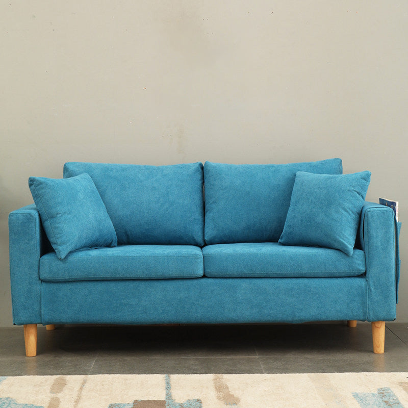 Scandinavian Tuxedo Arm Sofa Slipcovered Loveseat with Storage and Pillow Back Lake Blue Clearhalo 'Furniture' 'furniture_sofas' 'kitchen' 'kitchen_sofas' 'Living Room Furniture' 'Sofa' 'sofas' 4836248