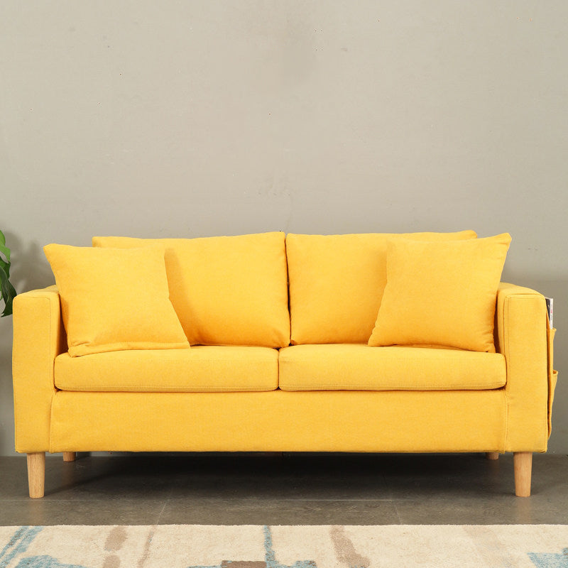 Scandinavian Tuxedo Arm Sofa Slipcovered Loveseat with Storage and Pillow Back Yellow 29.5"H x 55"L x 24"W Clearhalo 'Furniture' 'furniture_sofas' 'kitchen' 'kitchen_sofas' 'Living Room Furniture' 'Sofa' 'sofas' 4836250