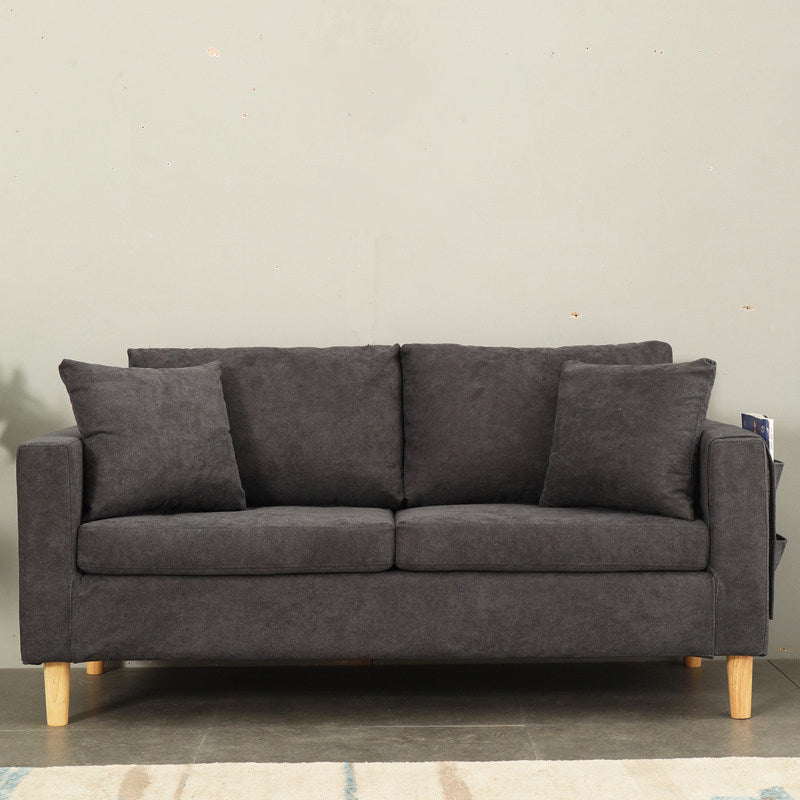 Scandinavian Tuxedo Arm Sofa Slipcovered Loveseat with Storage and Pillow Back Dark Gray Clearhalo 'Furniture' 'furniture_sofas' 'kitchen' 'kitchen_sofas' 'Living Room Furniture' 'Sofa' 'sofas' 4836253