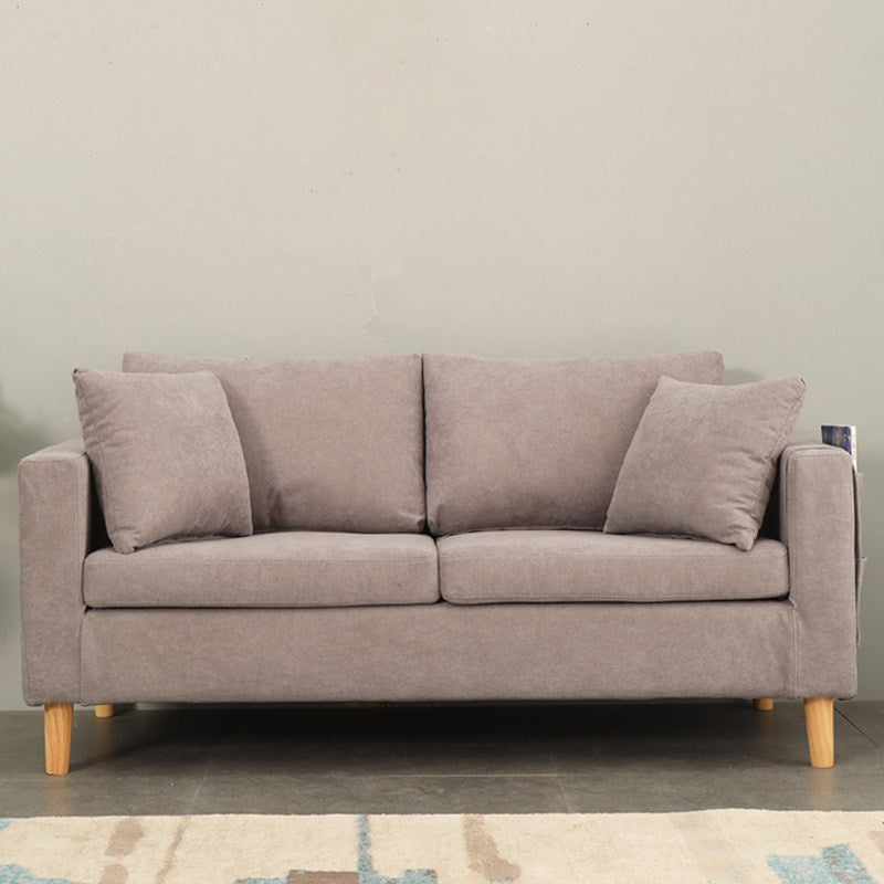 Scandinavian Tuxedo Arm Sofa Slipcovered Loveseat with Storage and Pillow Back Light Gray 29.5"H x 55"L x 24"W Clearhalo 'Furniture' 'furniture_sofas' 'kitchen' 'kitchen_sofas' 'Living Room Furniture' 'Sofa' 'sofas' 4836256