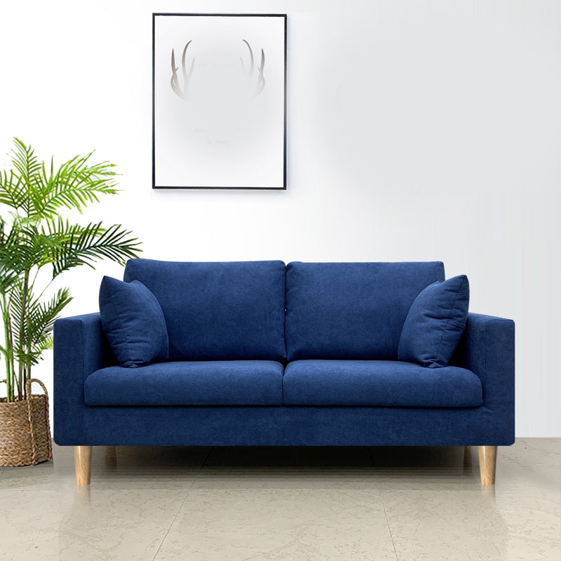 Contemporary Fabric Stationary Square Arm Loveseat with Loose Back Dark Blue Clearhalo 'furn' 'furn_sofas' 'Furniture' 'furniture_sofas' 'kitchen' 'kitchen_sofas' 'Living Room Furniture' 'Sofa' 'sofas' 4836262