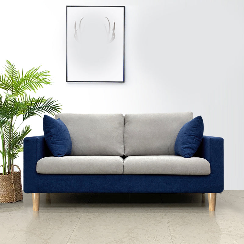 Contemporary Fabric Stationary Square Arm Loveseat with Loose Back Dark Blue-Gray Clearhalo 'furn' 'furn_sofas' 'Furniture' 'furniture_sofas' 'kitchen' 'kitchen_sofas' 'Living Room Furniture' 'Sofa' 'sofas' 4836263
