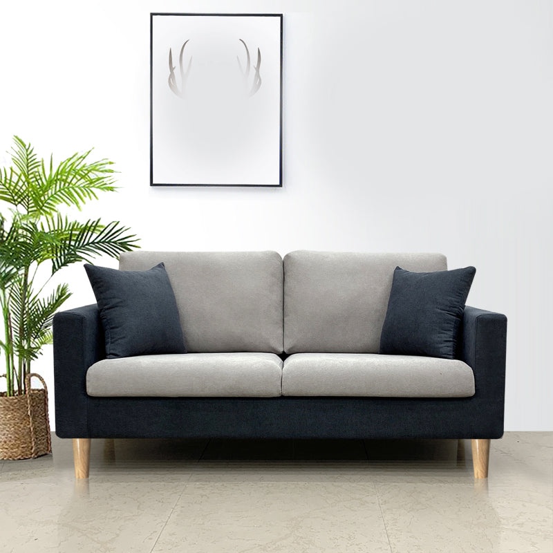 Contemporary Fabric Stationary Square Arm Loveseat with Loose Back Dark Grey Light Grey Clearhalo 'furn' 'furn_sofas' 'Furniture' 'furniture_sofas' 'kitchen' 'kitchen_sofas' 'Living Room Furniture' 'Sofa' 'sofas' 4836264