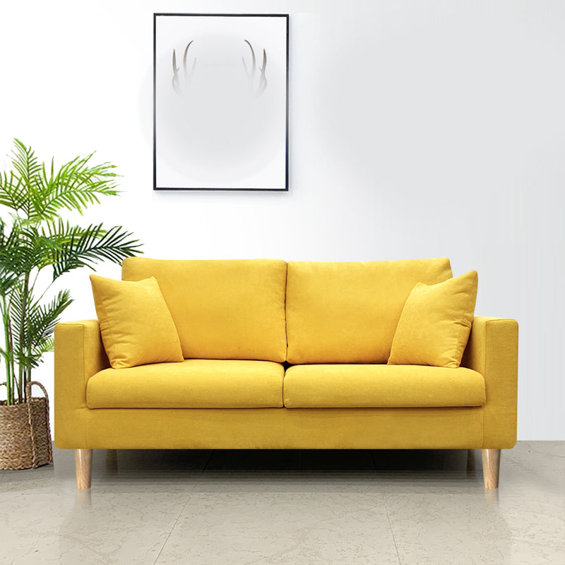 Contemporary Fabric Stationary Square Arm Loveseat with Loose Back Yellow Clearhalo 'furn' 'furn_sofas' 'Furniture' 'furniture_sofas' 'kitchen' 'kitchen_sofas' 'Living Room Furniture' 'Sofa' 'sofas' 4836266