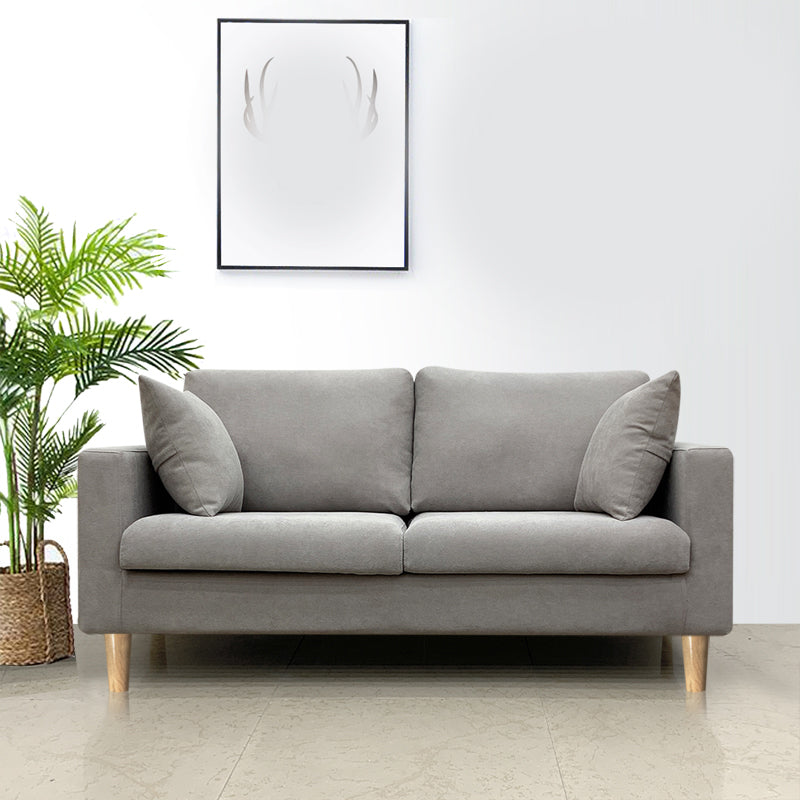 Contemporary Fabric Stationary Square Arm Loveseat with Loose Back Light Gray Clearhalo 'furn' 'furn_sofas' 'Furniture' 'furniture_sofas' 'kitchen' 'kitchen_sofas' 'Living Room Furniture' 'Sofa' 'sofas' 4836267