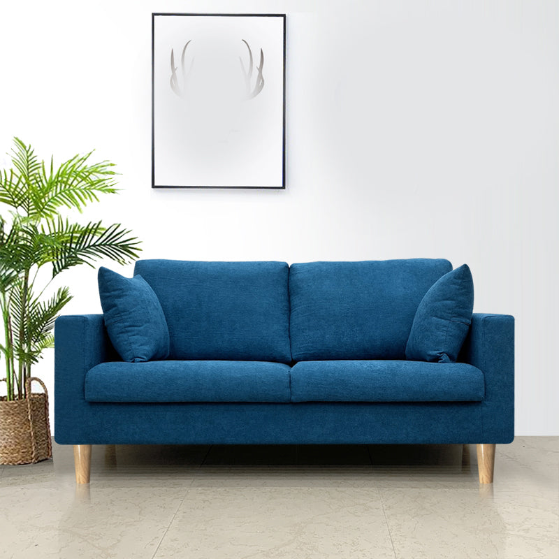 Contemporary Fabric Stationary Square Arm Loveseat with Loose Back Antique Blue Clearhalo 'furn' 'furn_sofas' 'Furniture' 'furniture_sofas' 'kitchen' 'kitchen_sofas' 'Living Room Furniture' 'Sofa' 'sofas' 4836268