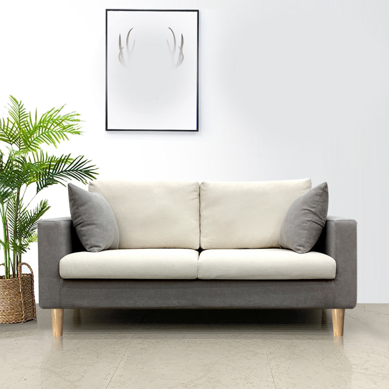 Contemporary Fabric Stationary Square Arm Loveseat with Loose Back 49"L x 26"W x 31"H Light Gray-White Clearhalo 'furn' 'furn_sofas' 'Furniture' 'furniture_sofas' 'kitchen' 'kitchen_sofas' 'Living Room Furniture' 'Sofa' 'sofas' 4836269