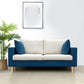 Contemporary Fabric Stationary Square Arm Loveseat with Loose Back Dark Blue-White Clearhalo 'furn' 'furn_sofas' 'Furniture' 'furniture_sofas' 'kitchen' 'kitchen_sofas' 'Living Room Furniture' 'Sofa' 'sofas' 4836271